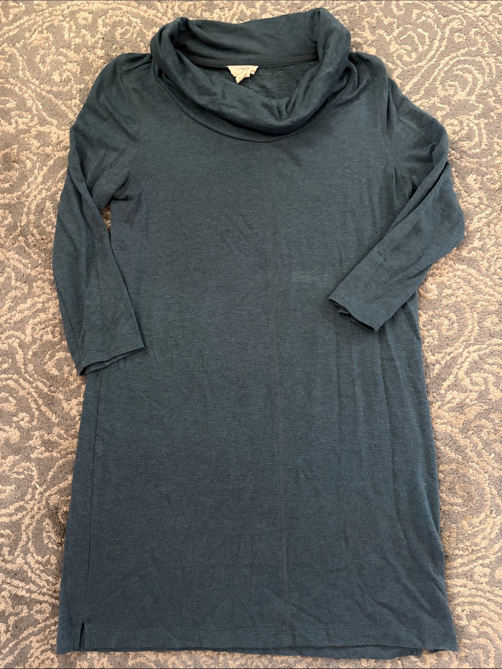 Comfy LOFT Teal Cowl Neck 3/4 Sleeve Dress